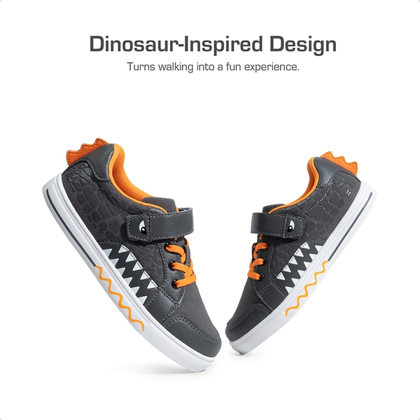 Boys' Lightweight Dinosaur Sneakers - GREY ORANGE - 1